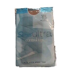 Silkies Ultra Control Top Pantyhose Size XL Tall Nude Beige Sheer Leg Vintage